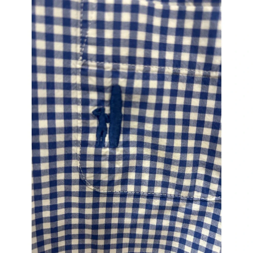 Johnnie-O Boys Blue Gingham Long Sleeve Button‎ Down Shirt Size 4 k7100